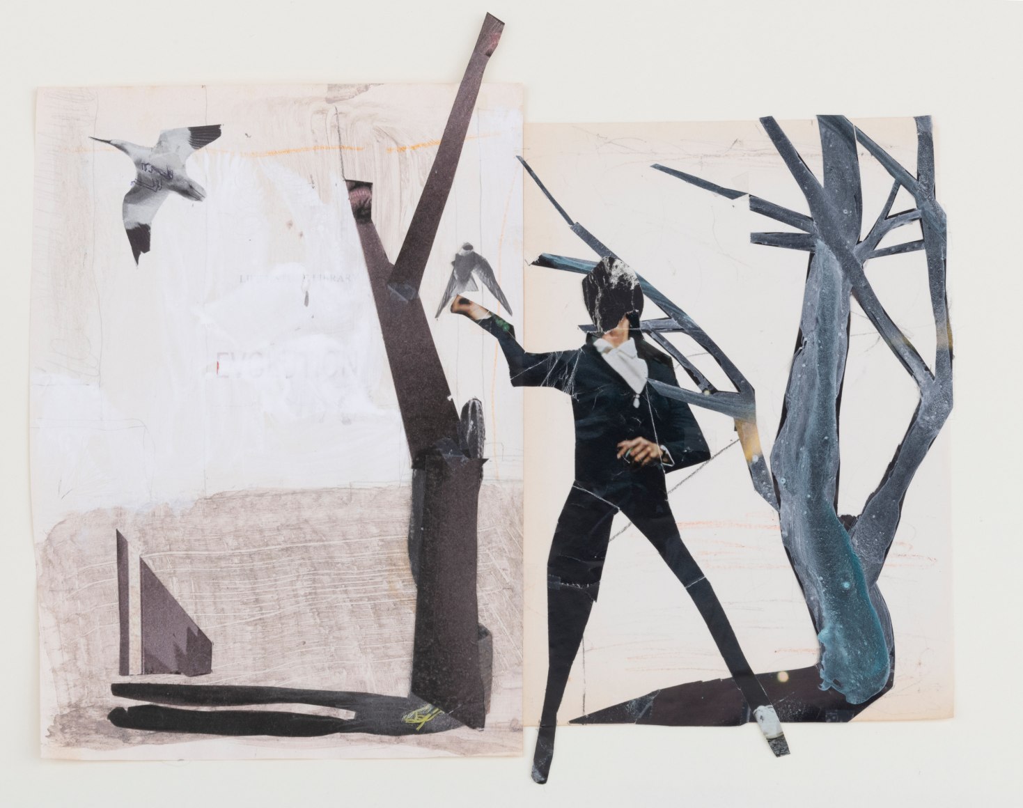 Abracadabra, 2020, ink, gouache, ash, tempera, graphite, crayon, glue, string, tape and collage on paper