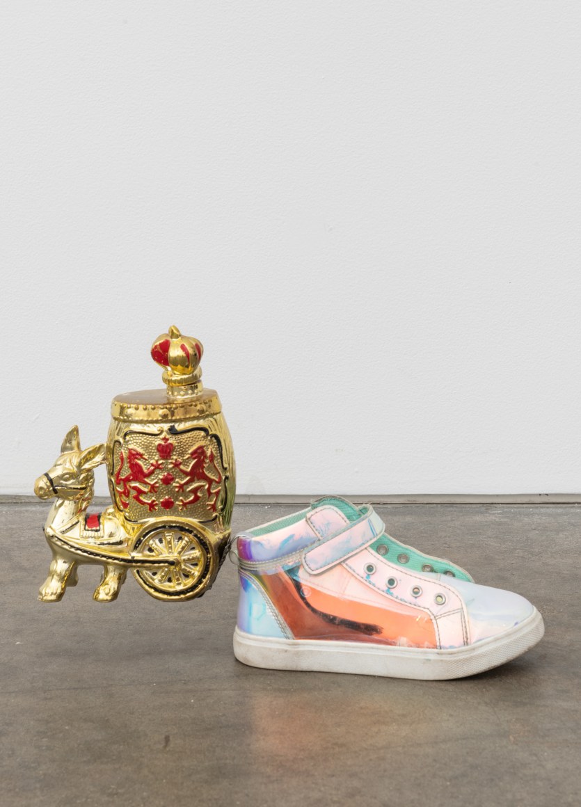 Cinderella, 2021, child's shoe, liquor bottle