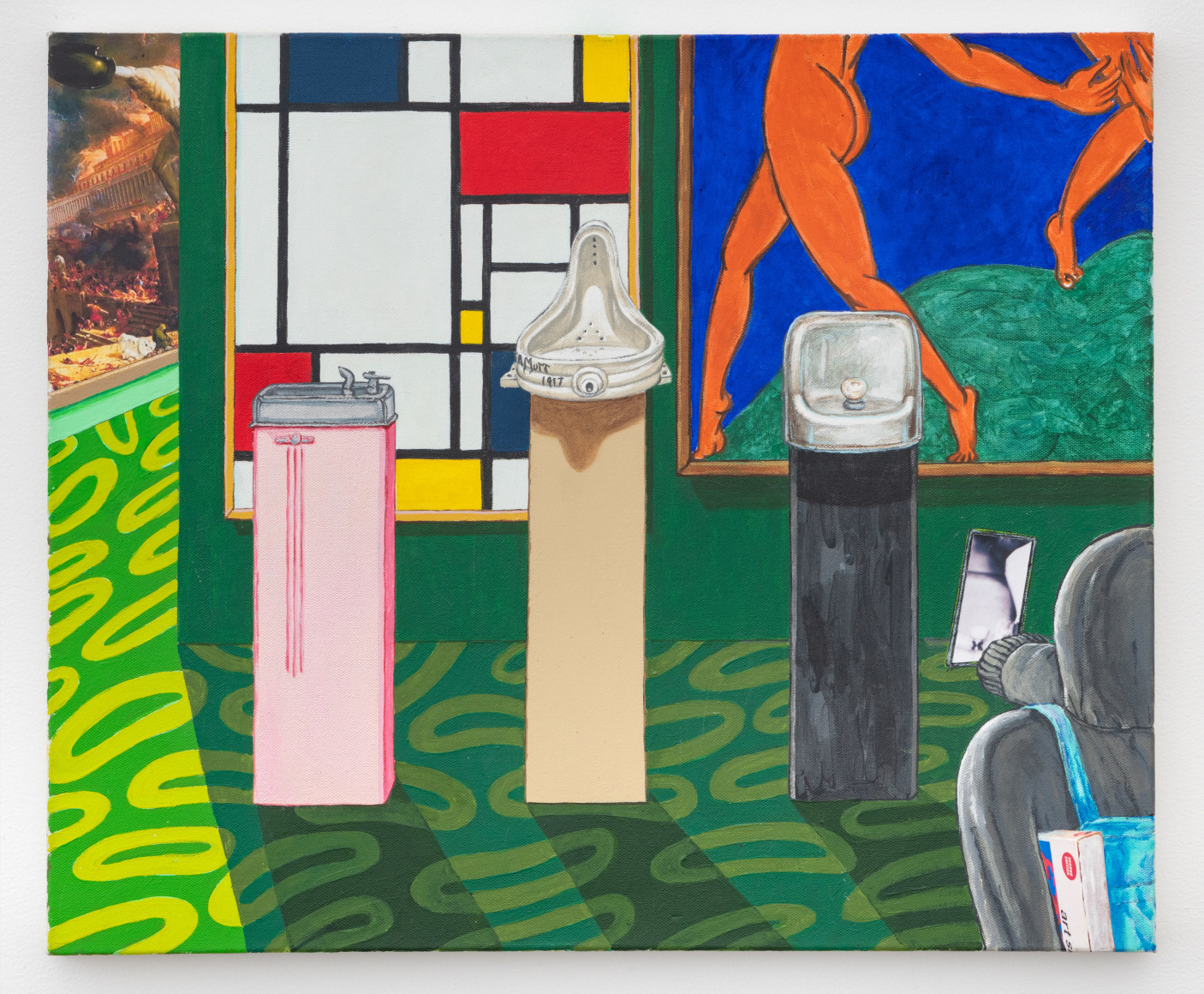 20th Century Fountain, 2021, acrylic and collage on canvas 
