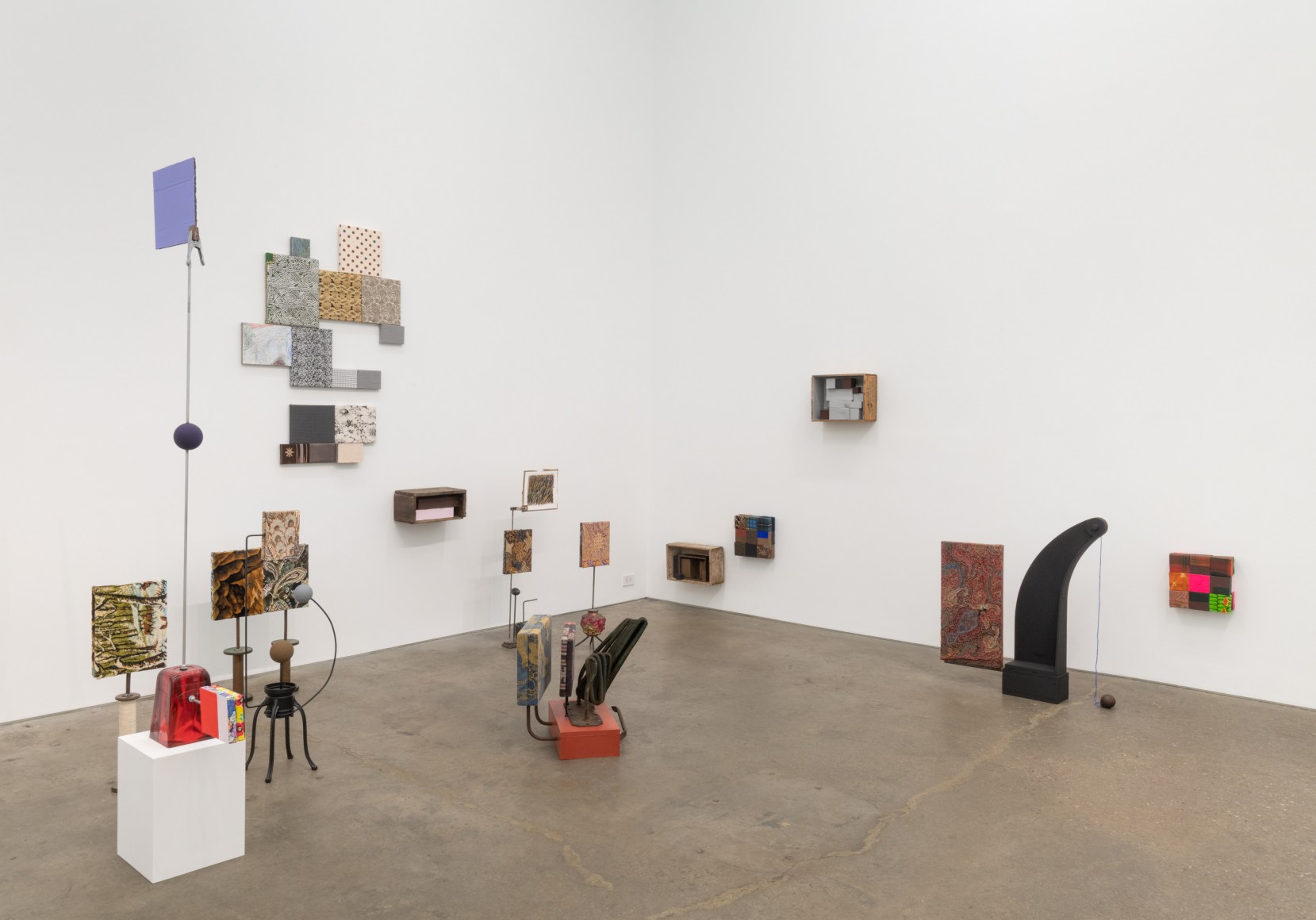 Installation view of New work, floor and table models, (on the floor), June 2 - July 8, 2022