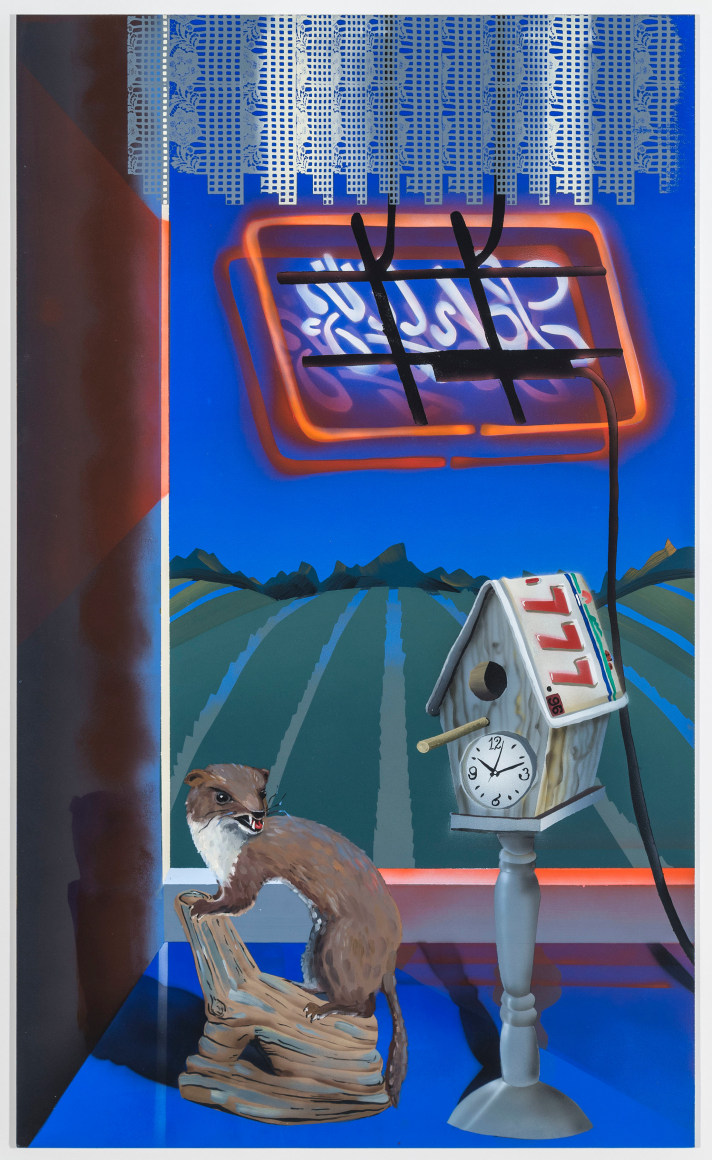 Tom and Di's Rustic Inn, 2017, oil, acrylic, Flashe on aluminum panel