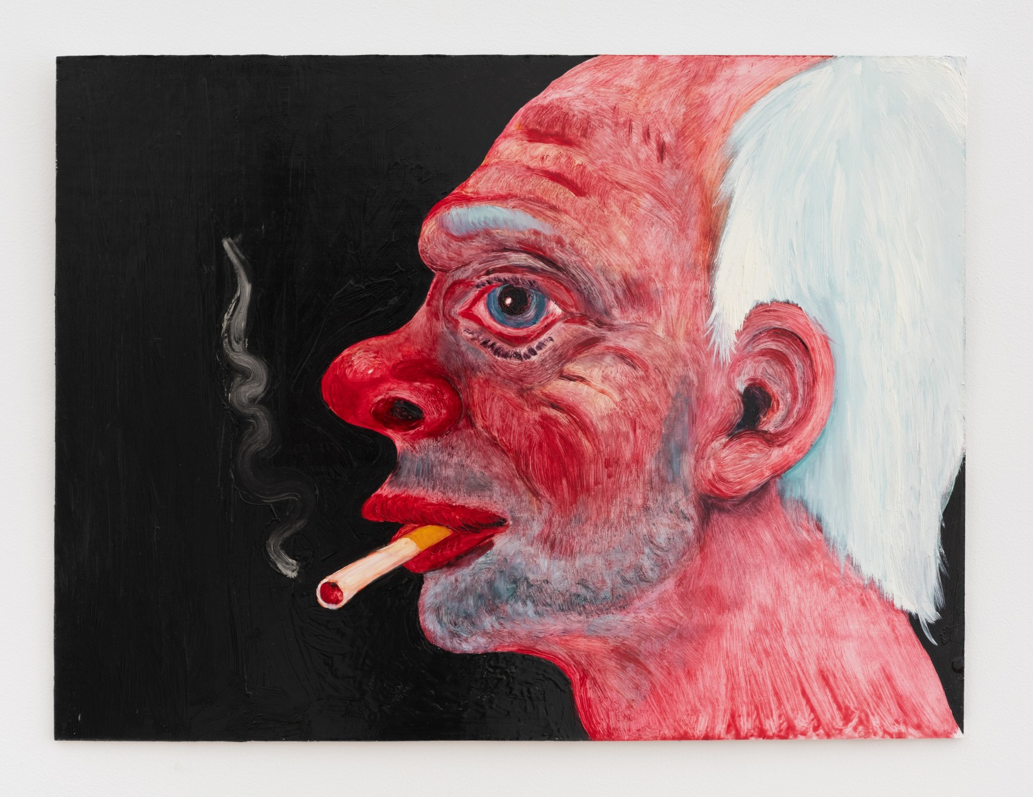 Smoker, 2025 oil on masonite