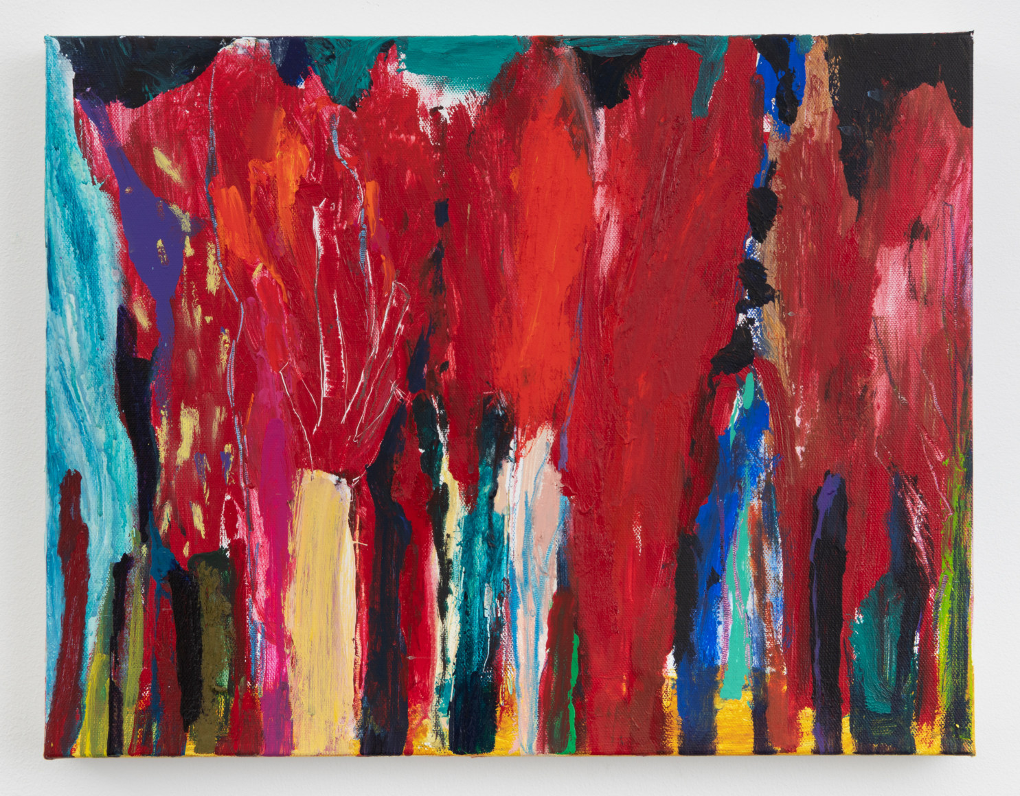 Forest Oddity, 2023, oil, acrylic, charcoal, oil pastel on canvas