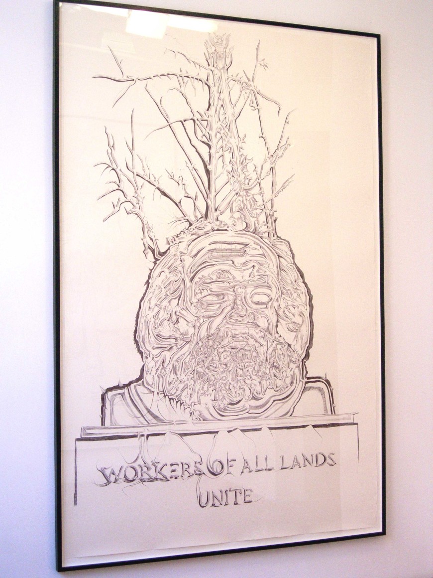 Darwin Statue (Survival of the phattest), 2005&nbsp;&nbsp; &nbsp;&nbsp;&nbsp; &nbsp;&nbsp;&nbsp; &nbsp;&nbsp;&nbsp; &nbsp;&nbsp;&nbsp; &nbsp;&nbsp;&nbsp; &nbsp;, ballpoint pen on paper