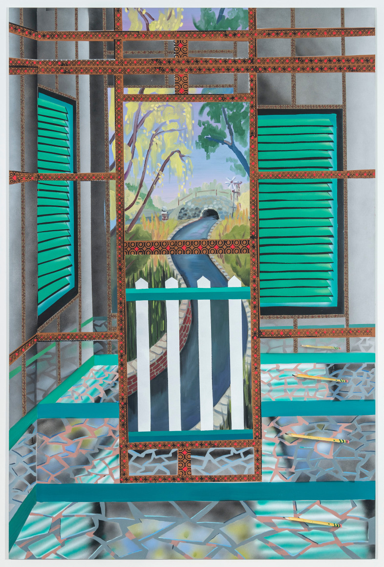 Finster's Mirror House, 2017, oil, acrylic, Flashe on aluminum panel