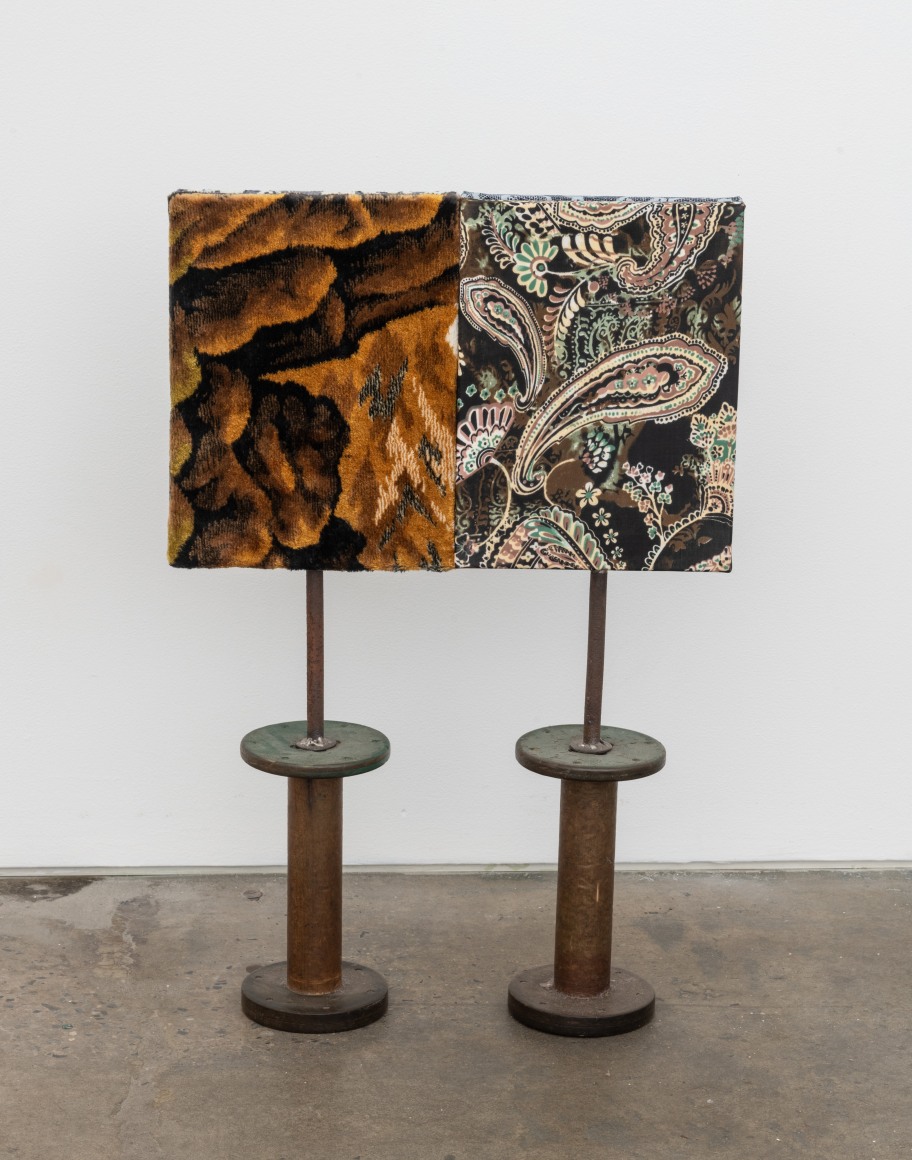 Sentinel, 2020, canvas panels, metal post