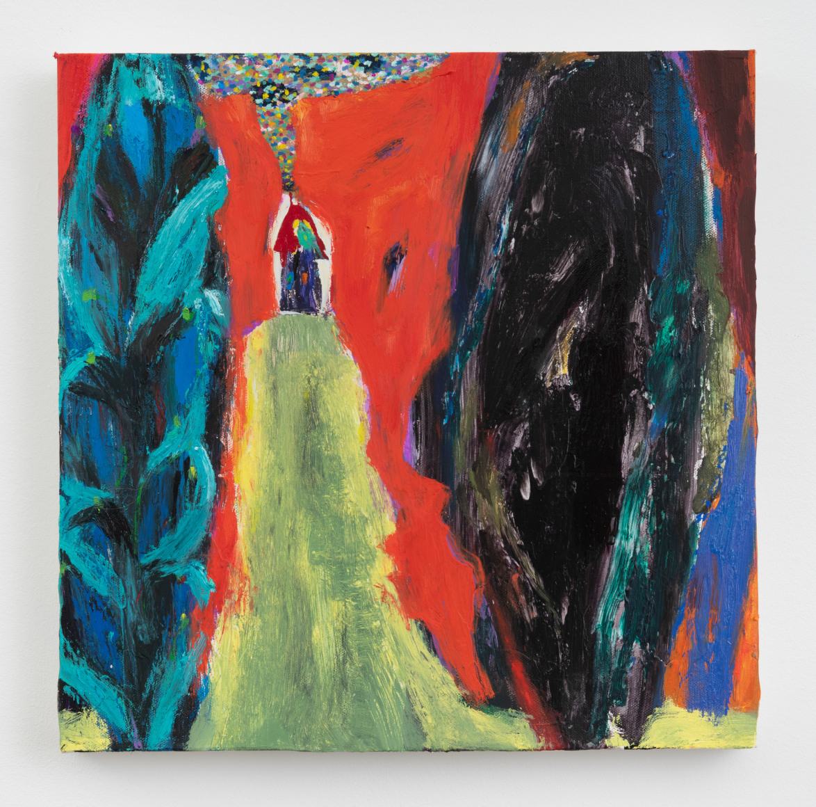 Red Clay Mountain, 2023, oil, acrylic, pencil, charcoal, oil pastel on canvas