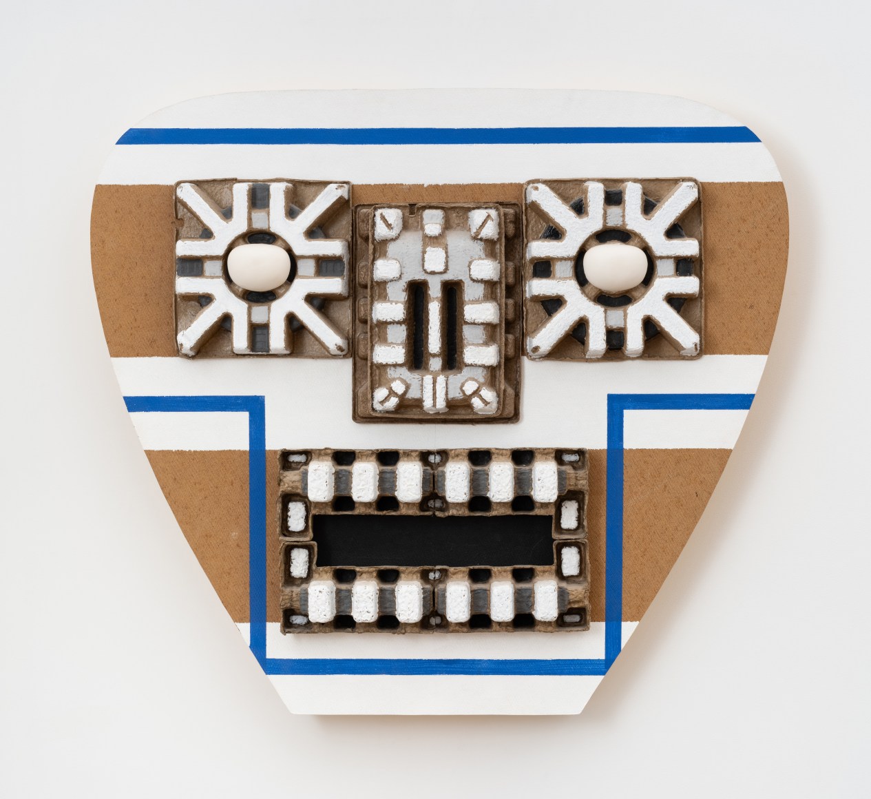 Mictlantecuhtli, 2017 coated cardboard and acrylic on masonite on wood