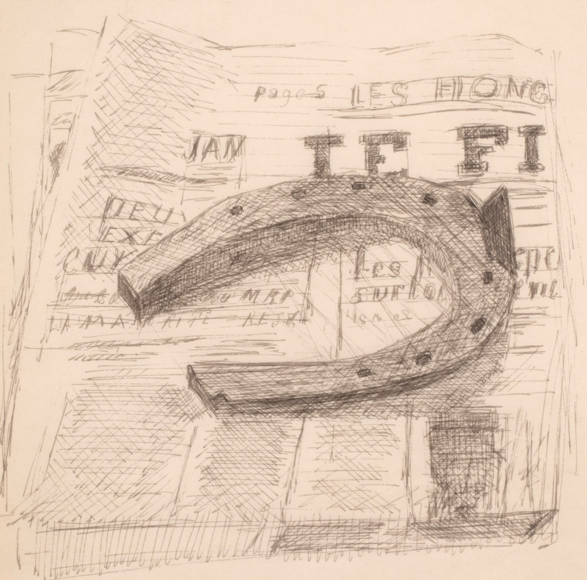 Nature morte avec Le Figaro et un fer &agrave; cheval