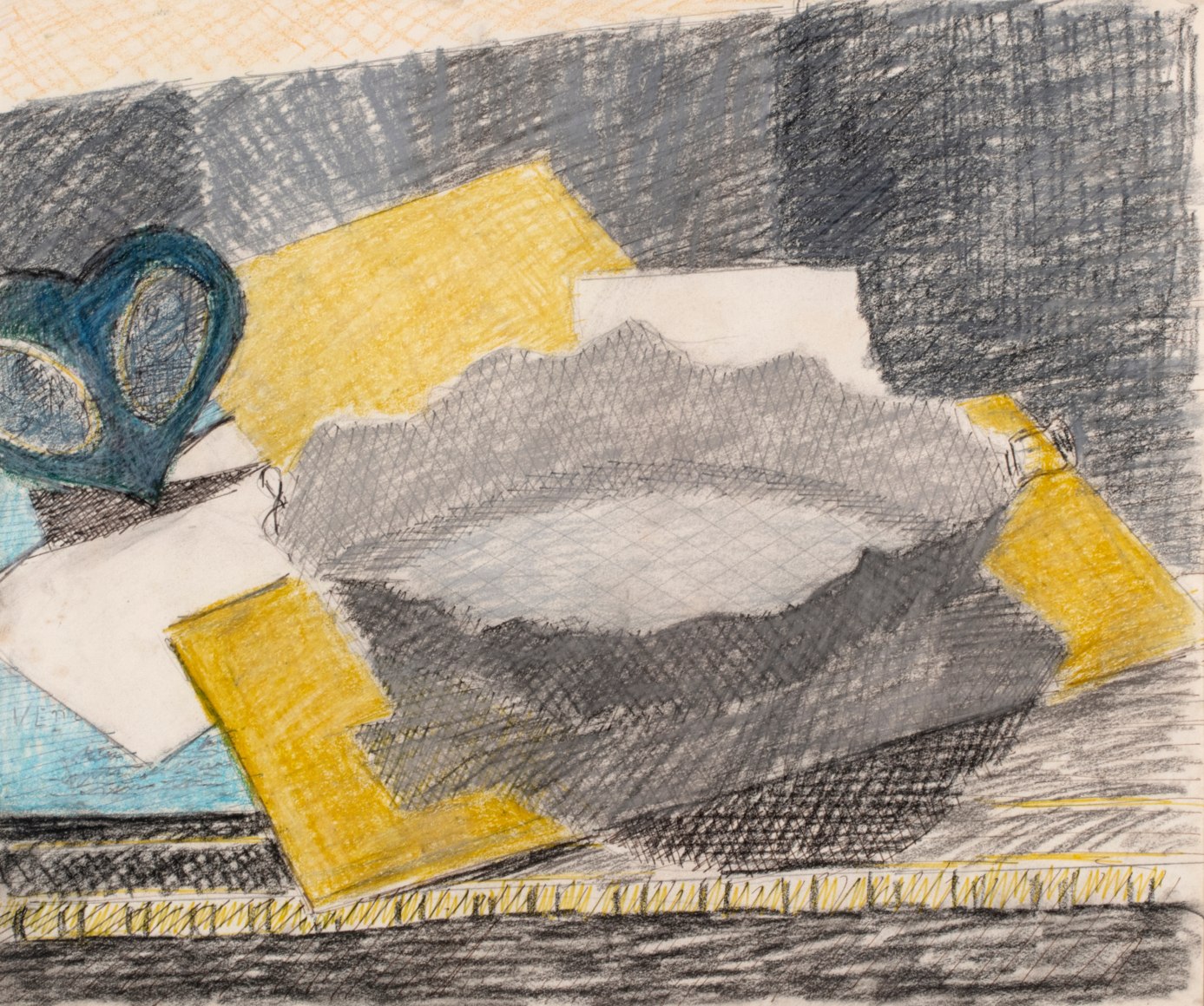 Nature morte jaune et grise