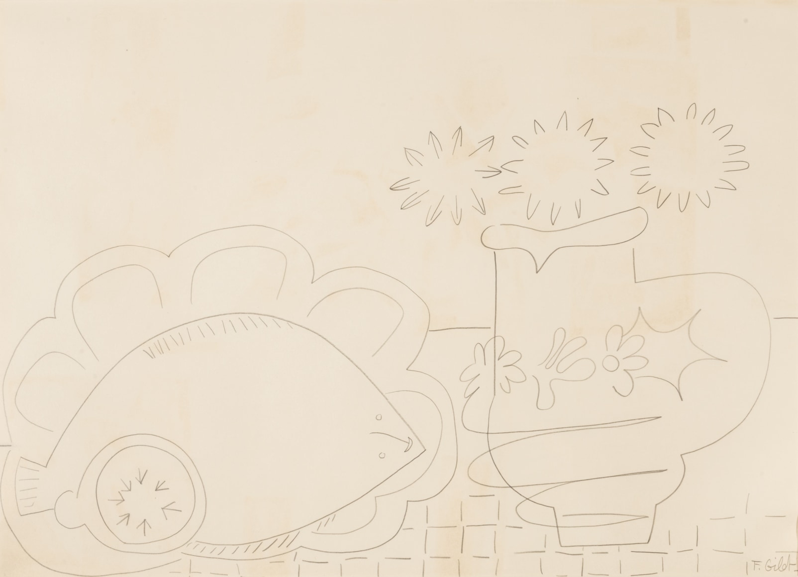 Smiling Dover Sole and Flowers, 1947