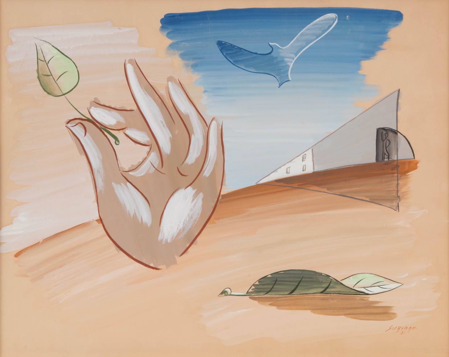 L&eacute;opold Survage La ville, feuilles et main, 1931