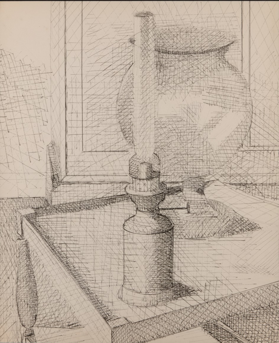 Nature morte &agrave; la lampe &agrave; huile