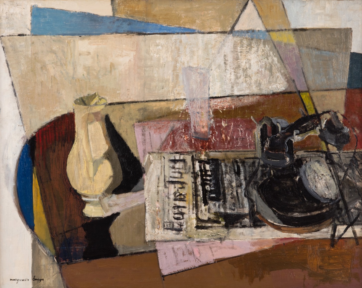 Marguerite Louppe,&nbsp;Telephone, Newspaper, and Vase, c. 1940