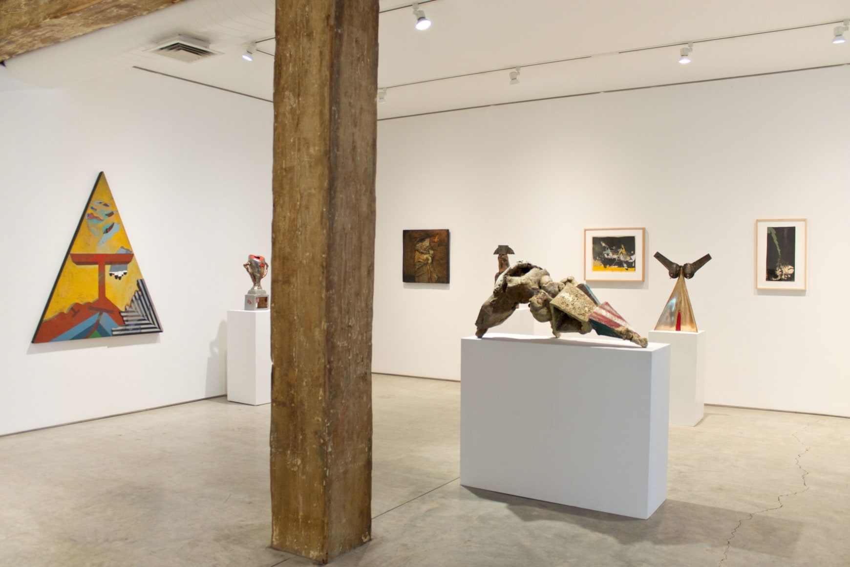 Installation View, Robert Arneson and William T. Wiley: early paintings, sculptures and collages, George Adams Gallery, New York, 2017.