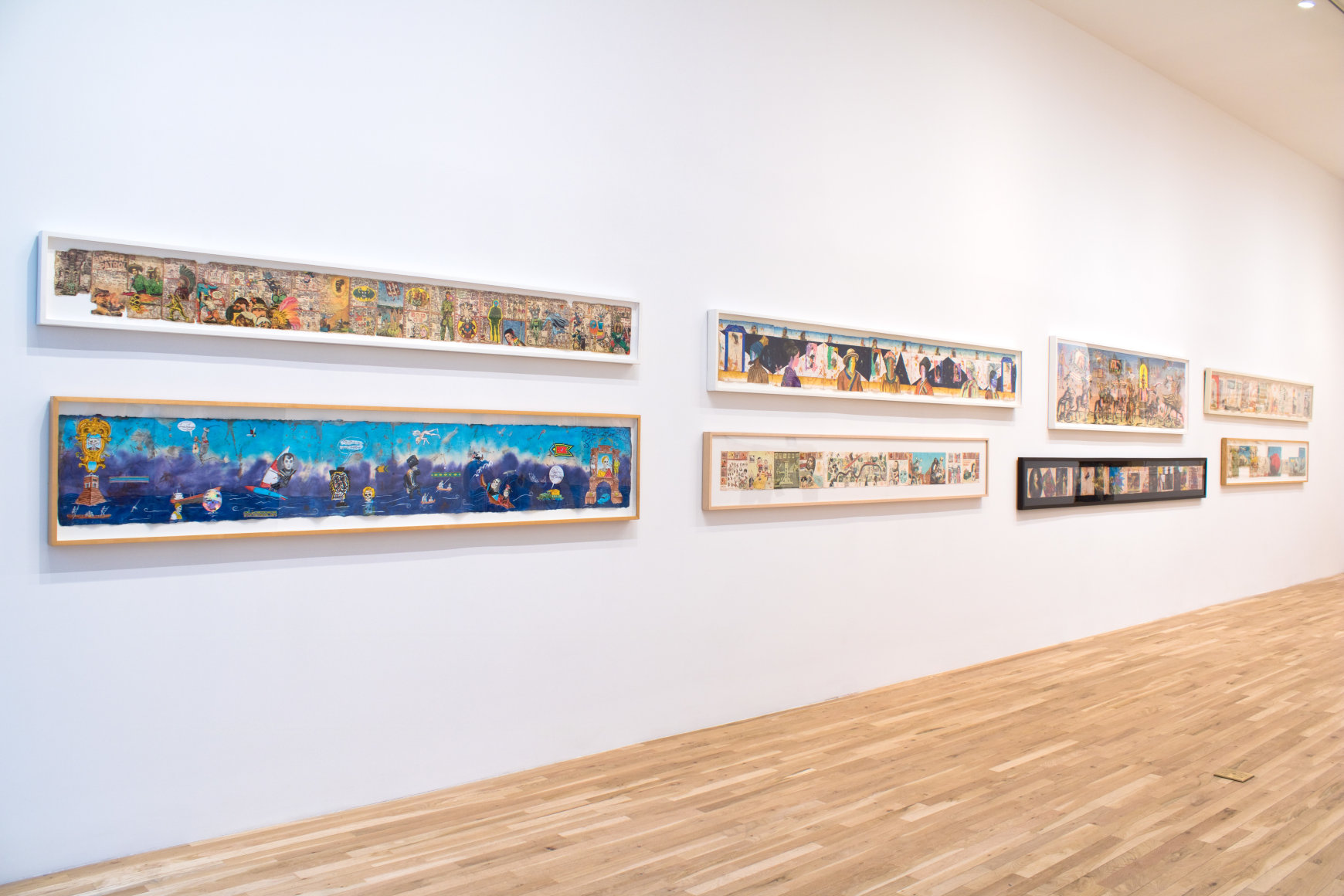 Installation view, Enrique Chagoya, 'Borderless,' George Adams Gallery, New York, 2023.