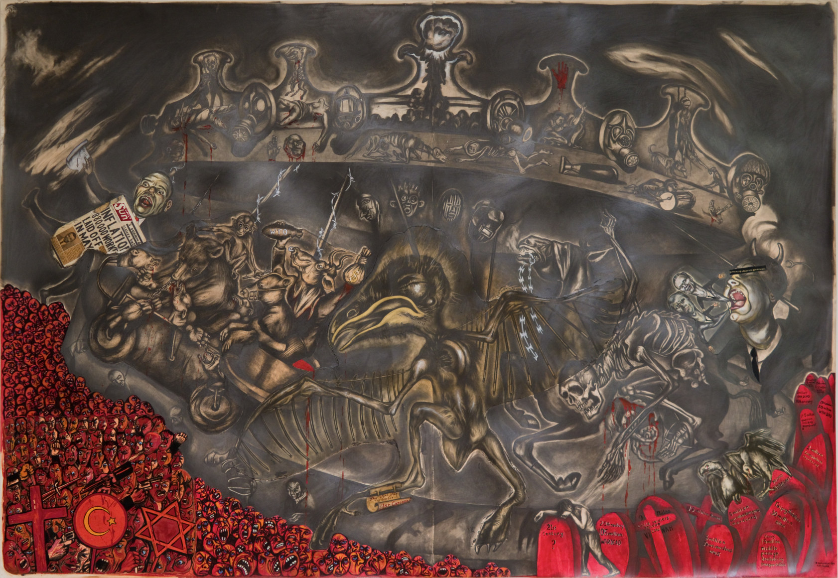 Sue Coe, Carousel of War (They Want War), 2000