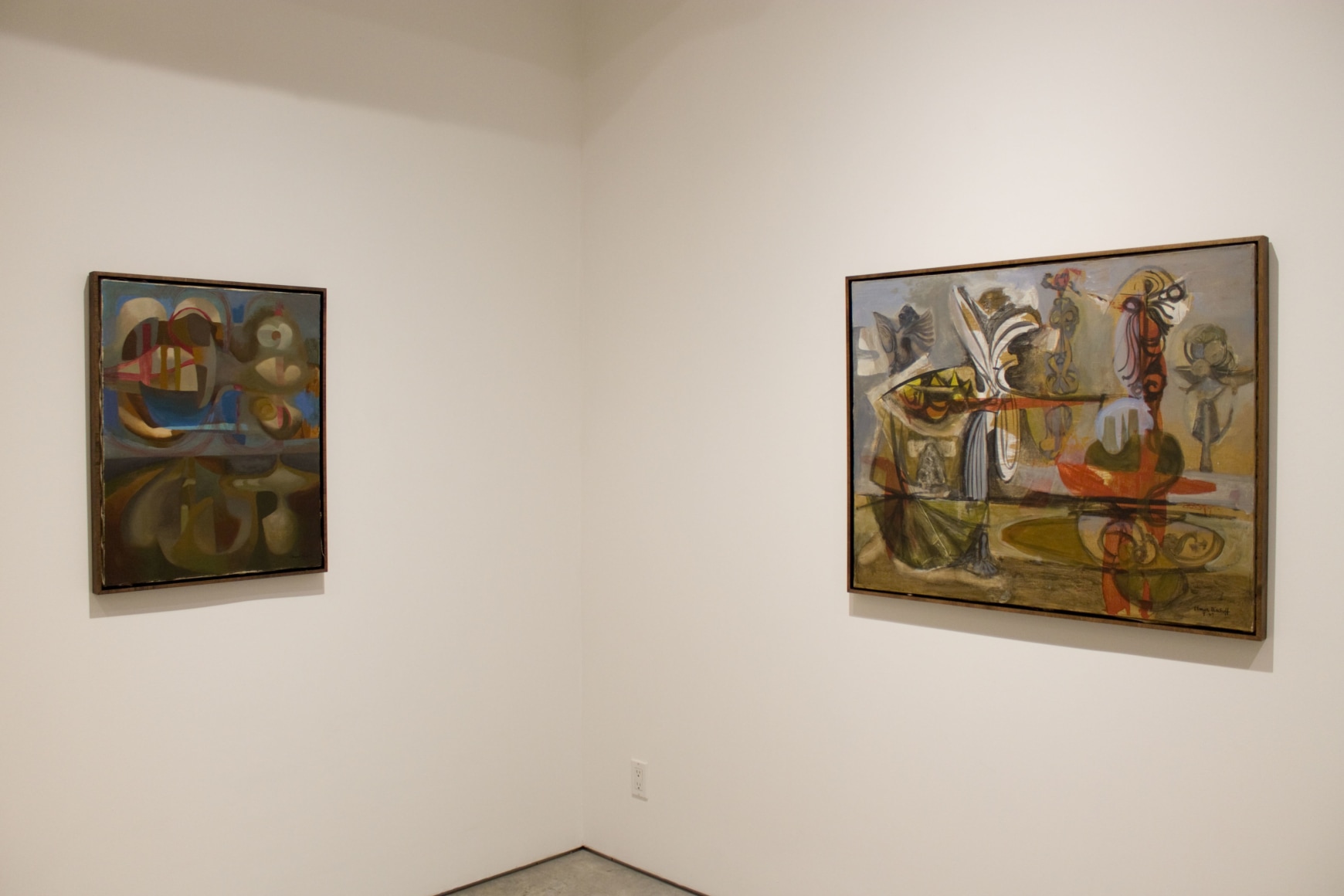 Installation view, A New Gesture: Elmer Bischoff, 1946-50, George Adams Gallery, New York.