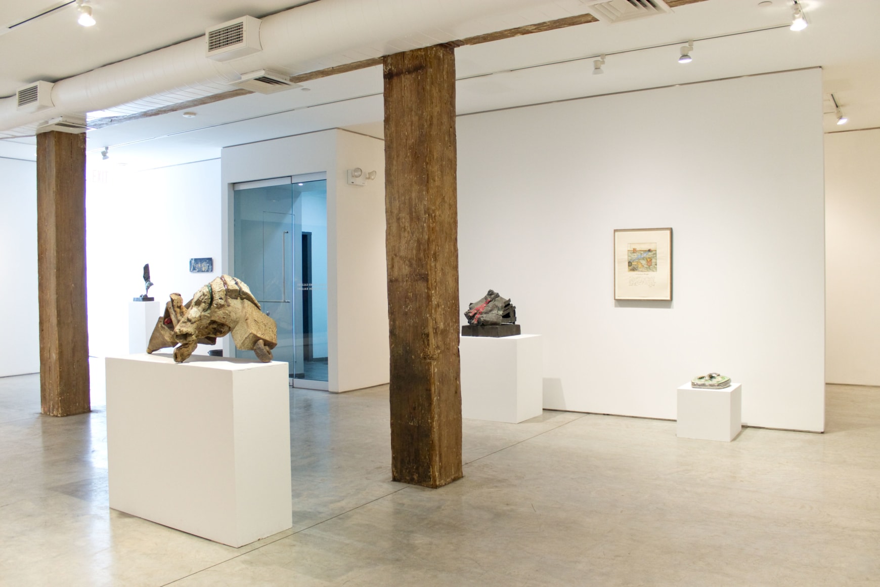 Installation View, Robert Arneson and William T. Wiley: early paintings, sculptures and collages, George Adams Gallery, New York, 2017.