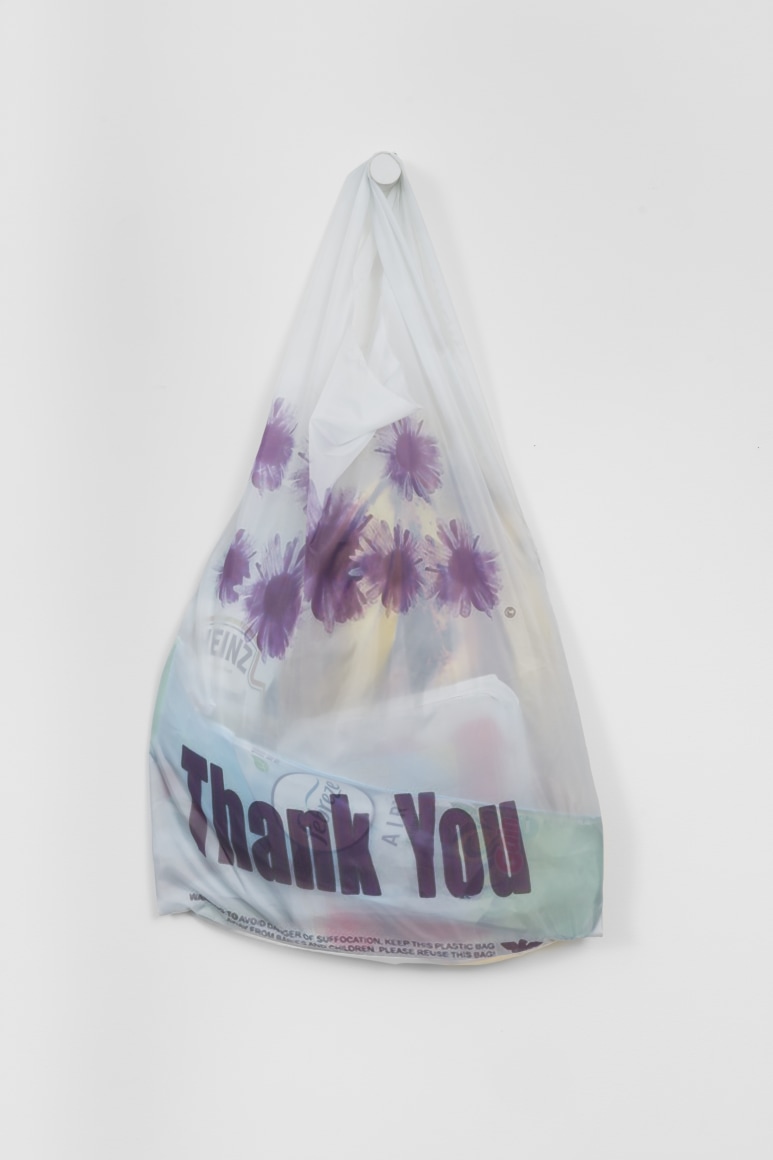 Lucia Hierro  White Thank You Bag: Febreze Air Gain Scent, Cherry Tomatoes, Tres Platanos Maduros, 3 Naranjas Agria, 1 Cebolla Roja, 1 Pepperoncini  2021