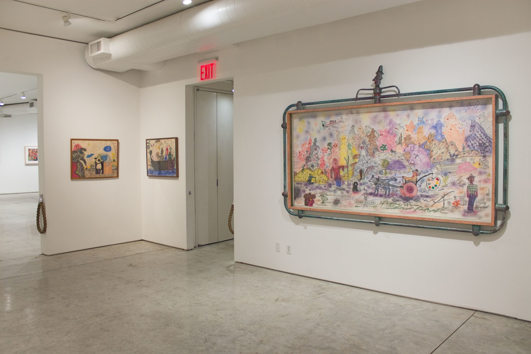 Installation view, Roy De Forest, George Adams Gallery, New York, 2017.