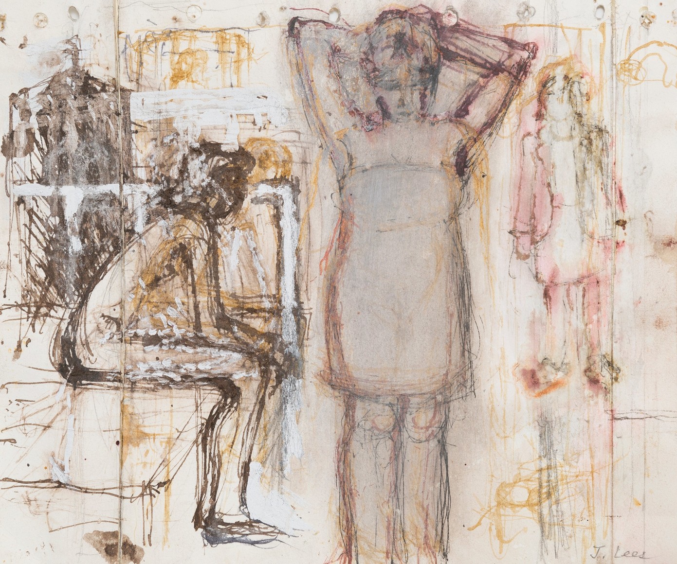 Three Women, 2017-18, Ink, graphite and white out on paper