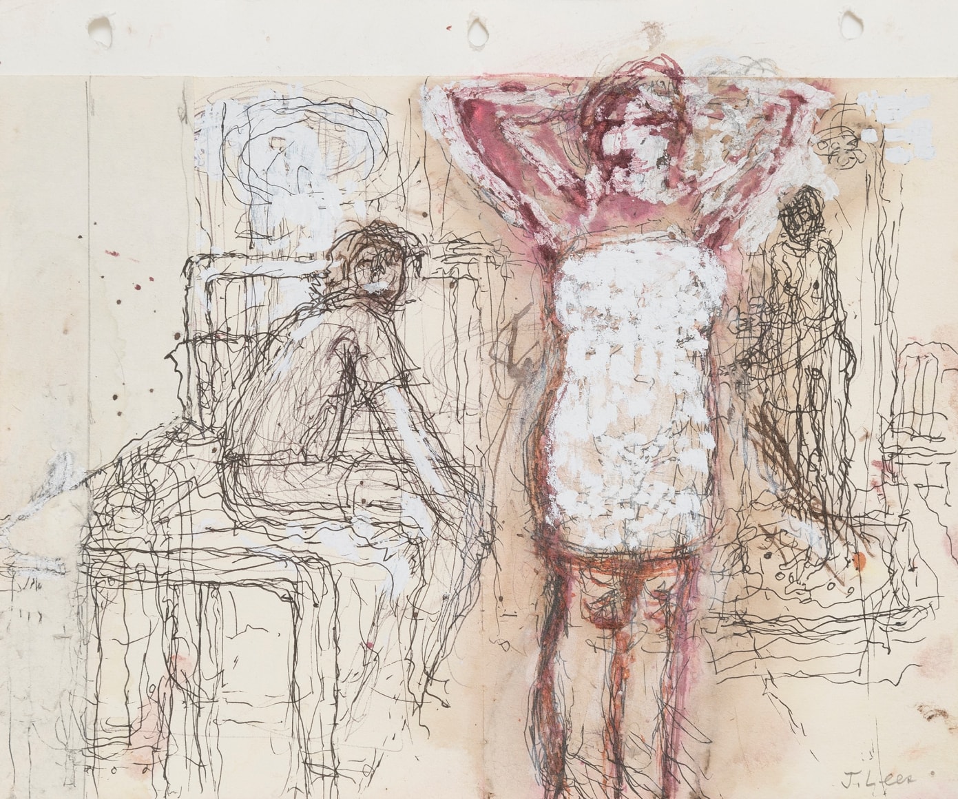 Trio, 2017-18, Ink, whiteout on paper