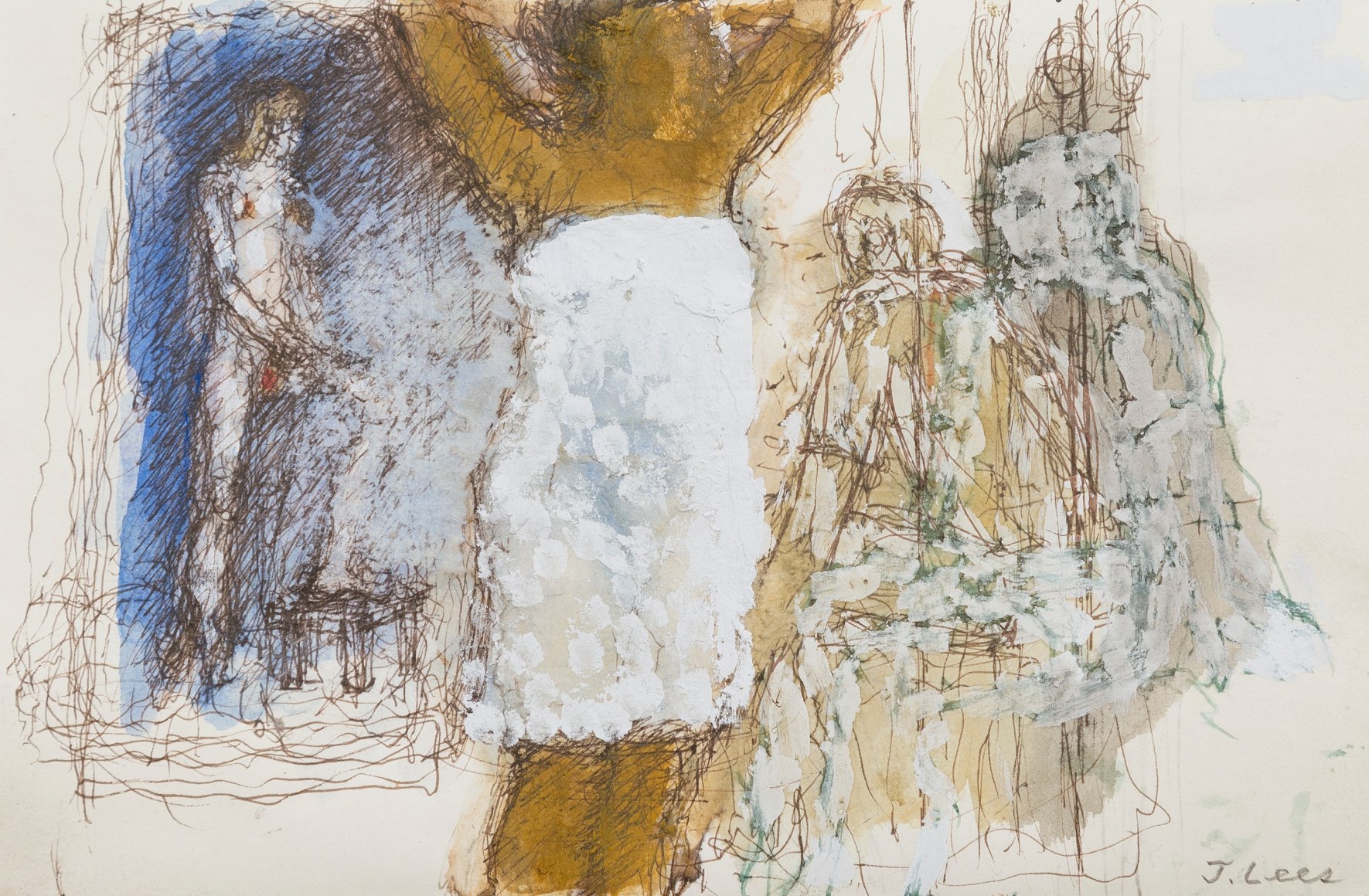 White Towel, 2017-18, Pencil, ink, watercolor and white out on paper