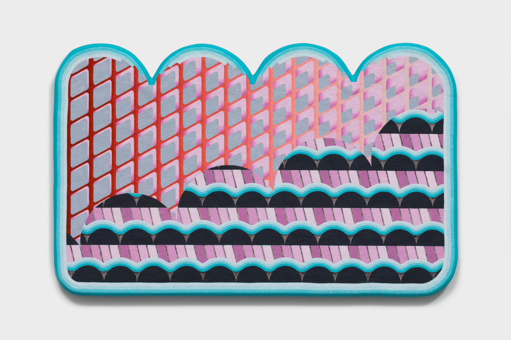 Mark Joshua Epstein  West Coast Dinner on East Coast Time #3, 2023  Acrylic on artist-made resin and fiberglass panel  35.5 x 58.4 cm | 14 x 23 in