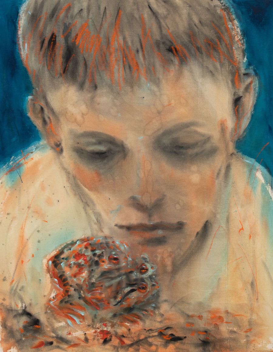 Andrej Dúbravský  Nature is the greatest teacher, 2023  Acrylic and oil pastel on canvas  101.5 x 79 cm | 40 x 31 in