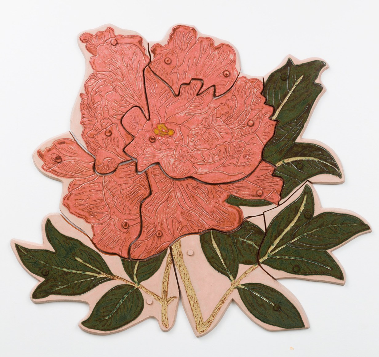 Jane Margarette  Untitled Flower, 2021  Ceramics and Glaze  99 x 94 x 1.5 cm / 39 x 37 x .5 in