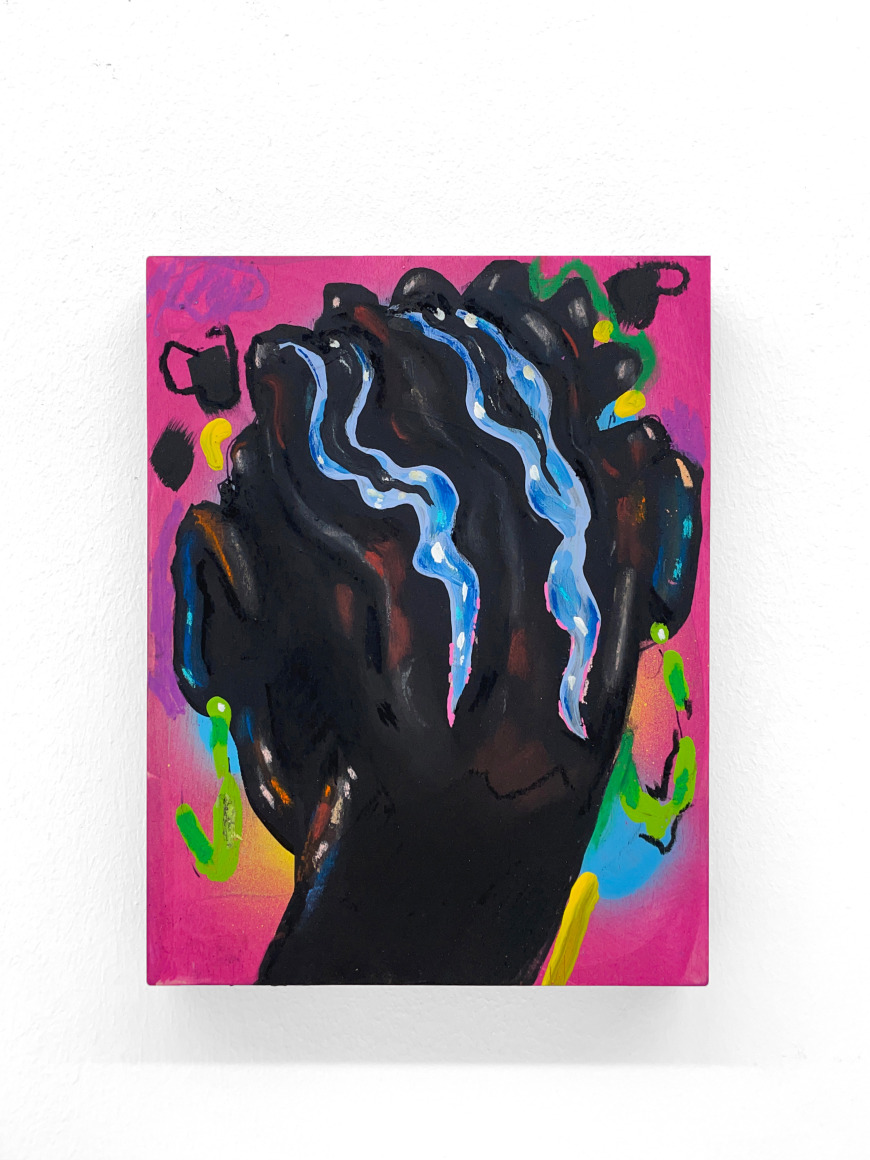Patricia Renee' Thomas  Rear, 2023  Acrylic, marker, pastel on board  25 x 20 cm | 10 x 8 in