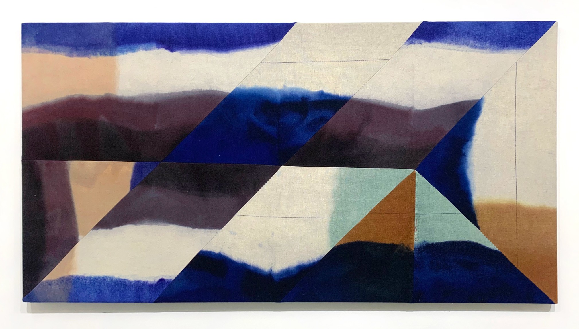 Wilder Alison  assess a \caged/ rot &mdash;yie/ding tannin pool, 2020  Died wool and thread  70 x 136 cm / 27 1/2 x 53 1/2 in