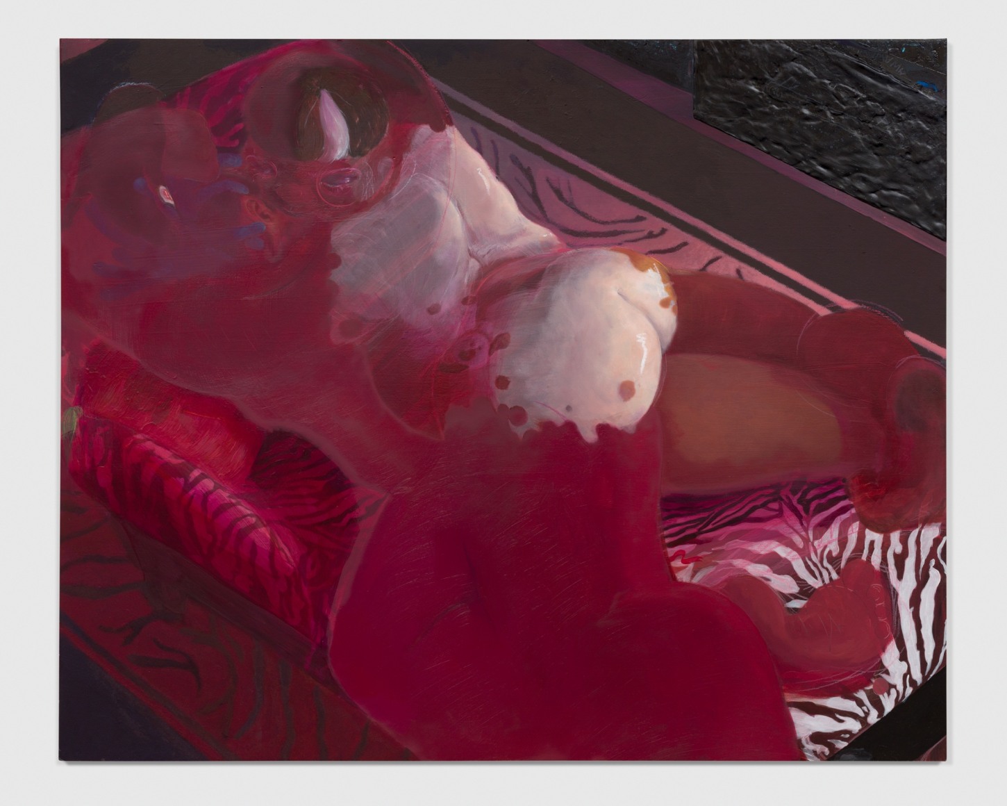 Autumn Wallace  Pillow Salesman, 2021  Acrylic, oil, pastel, and gold leaf on PVC  70 x 82.5 cm / 27 1/2 x 32 1/2 in