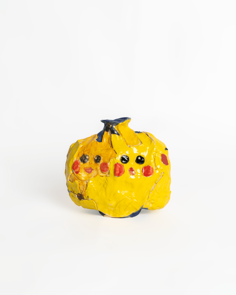 Emily Yong Beck  Buncheong Pikachu, 2023  Stoneware, majolica, and glaze  19 x 19 x 11.5 cm / 7 1/2 x 7 1/2 x 4 1/2 in