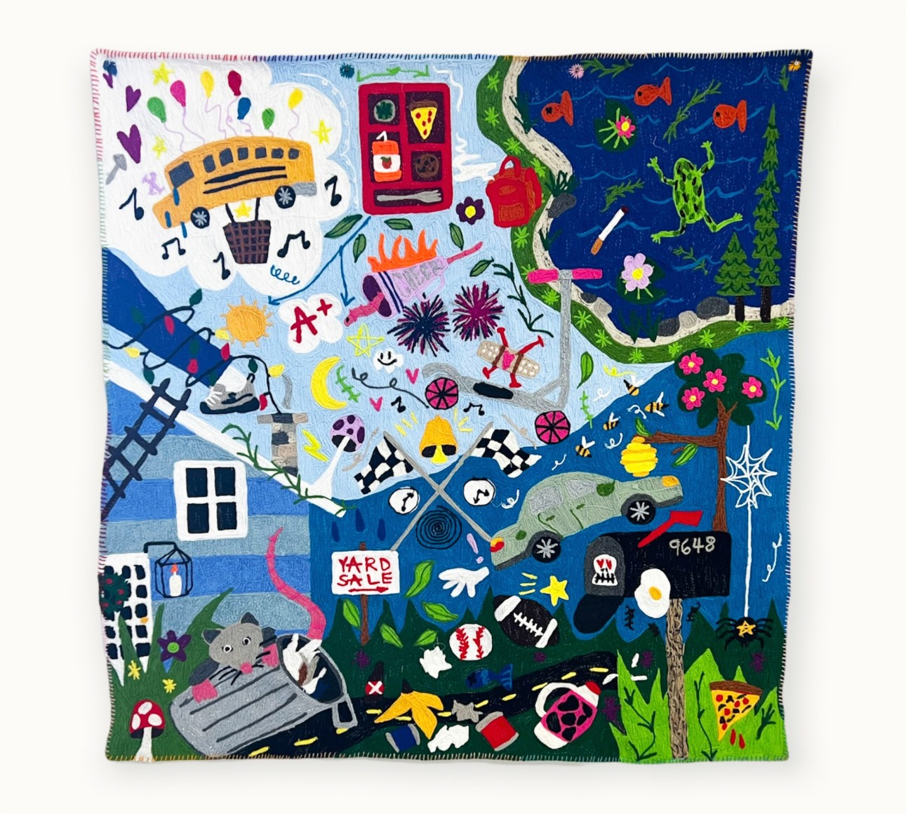 Kaylie Kaitschuck  The Cut Through, 2022  Yarn embroidery on felt  152 x 142 cm / 60 x 56 in