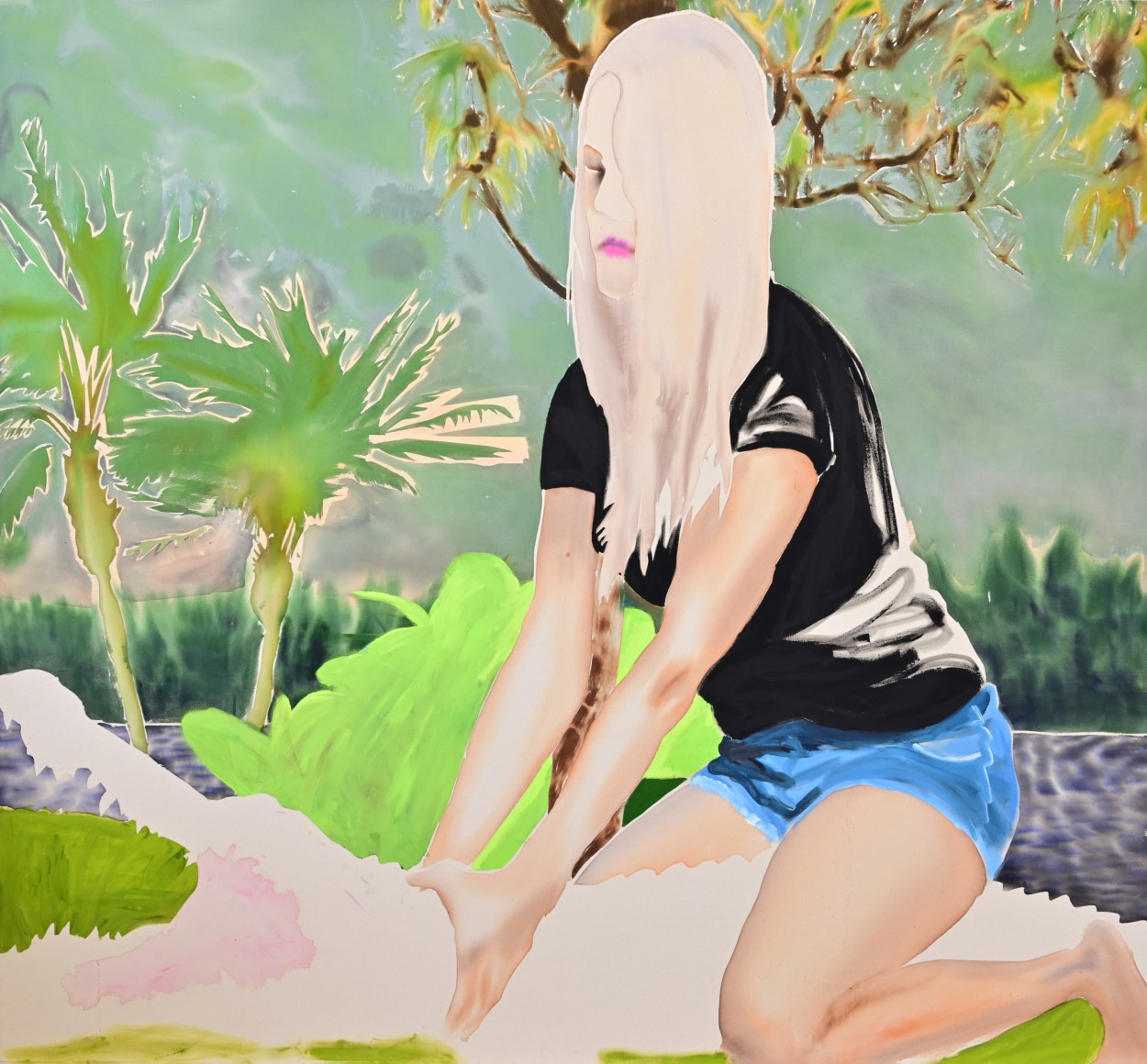 Julia Garcia  Palms, 2023  Acrylic and ink on canvas  196 x 213.5 cm | 77 x 84 inch