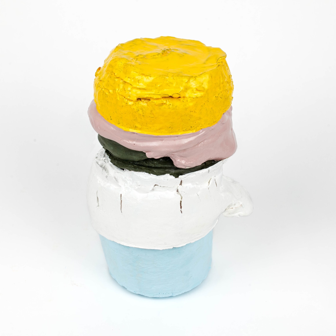 Sarah Trigg  Deep Cadmium with Cumulus Cotton (from the Cast Paint Series), 2022  Reclaimed house paint and acrylic  28.5 x 19.6 x 16.5 cm / 11 1/4 x 7 3/4 x 6 1/2 in