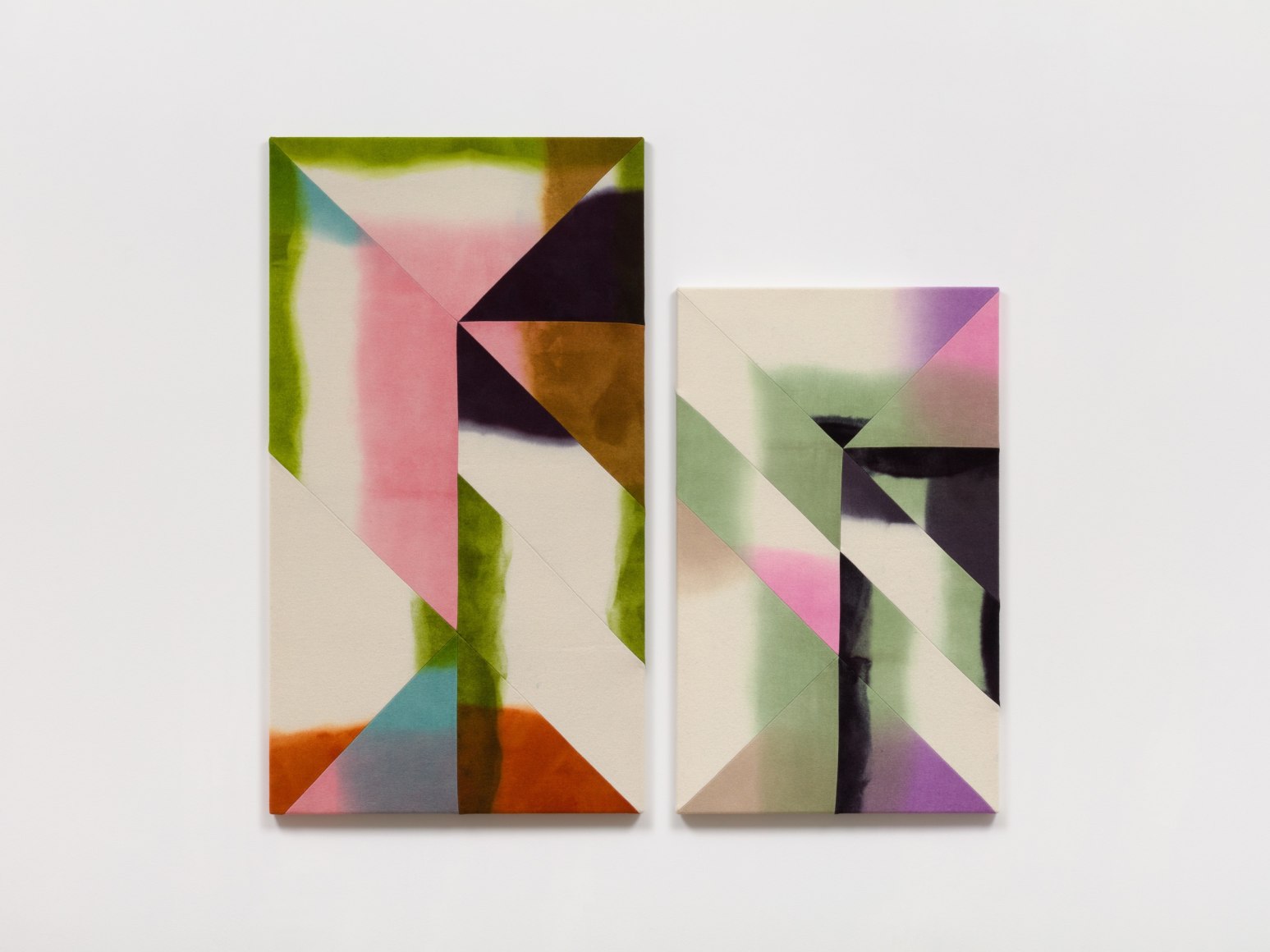 Wilder Alison (b. 1986)  the daggerthe looper.breach\ a new /ife, 2021  Dyed wool and thread  Two parts, 133 x 73 cm + 103 x 63 cm / 52 1/2 x 28 3/4 + 40 1/2 x 25 in