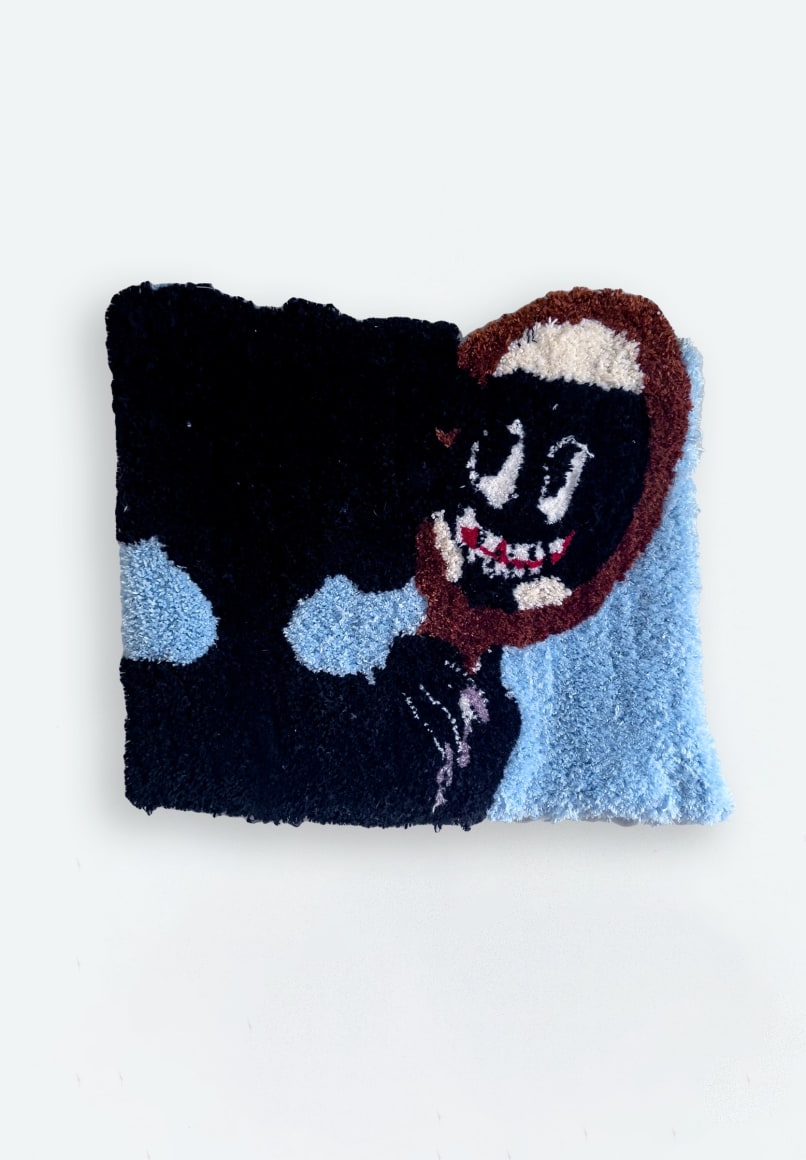 Qualeasha Wood  Fix Your Face, 2021  Tufted wool and acrylic  50.8 x 76.2 cm / 20 x 30 in