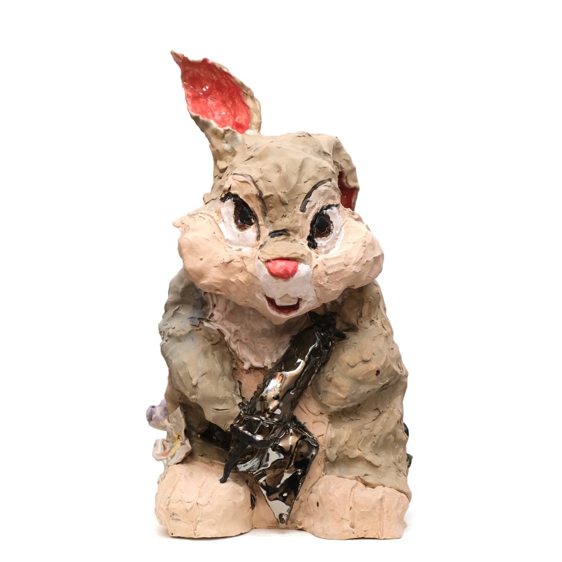 Emily Yong Beck  Thumper, 2021  Stoneware, glaze, majolica, and underglaze  37.5 x 22 x 23.5 cm / 14 3/4 x 8 3/4 x 9 1/4 in