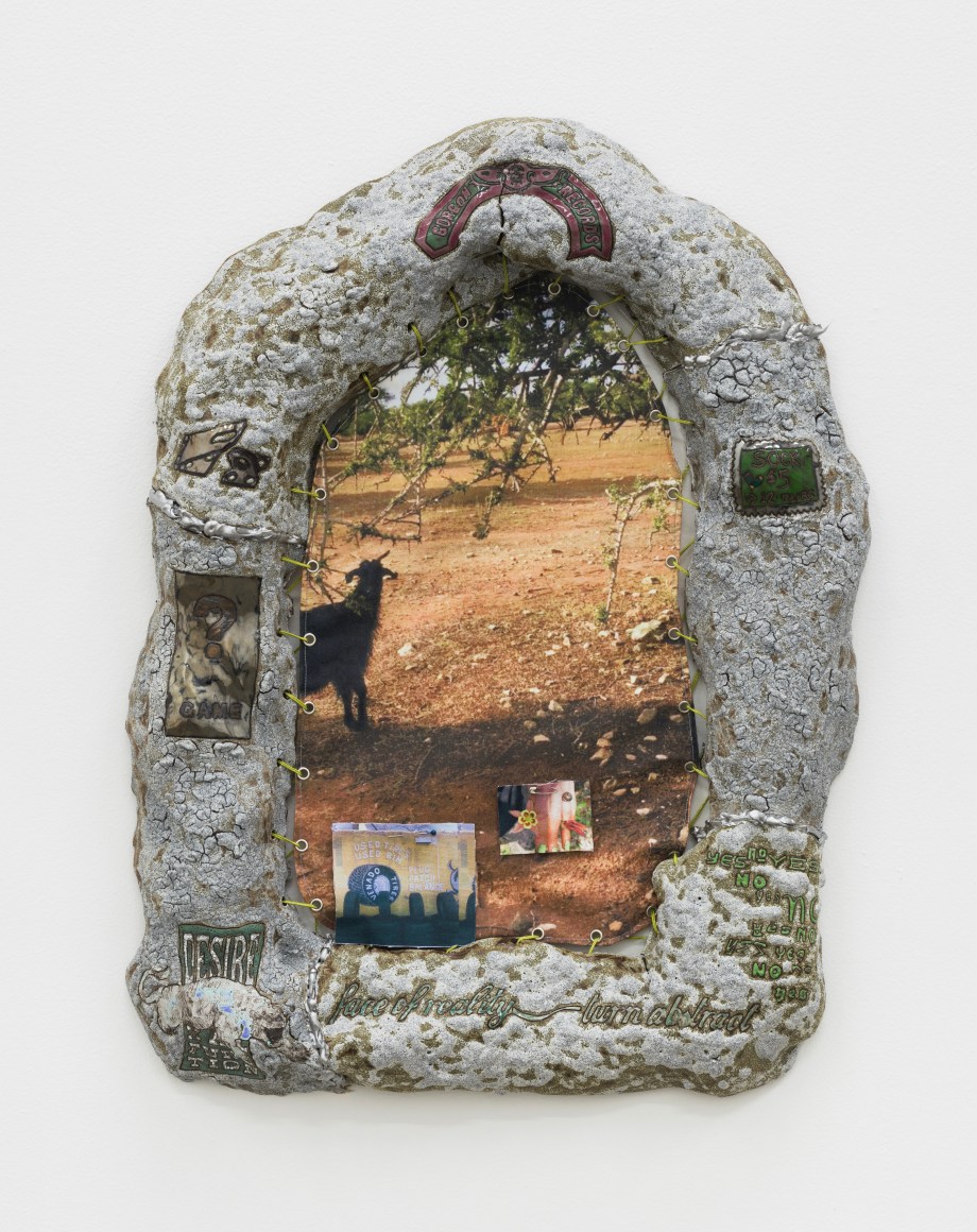Manal Kara  Argania {baruch} spinoza, 2020  ceramic, photographic prints on fabric  74 x 58.5 x 10 cm | 29 x 23 x 4 in