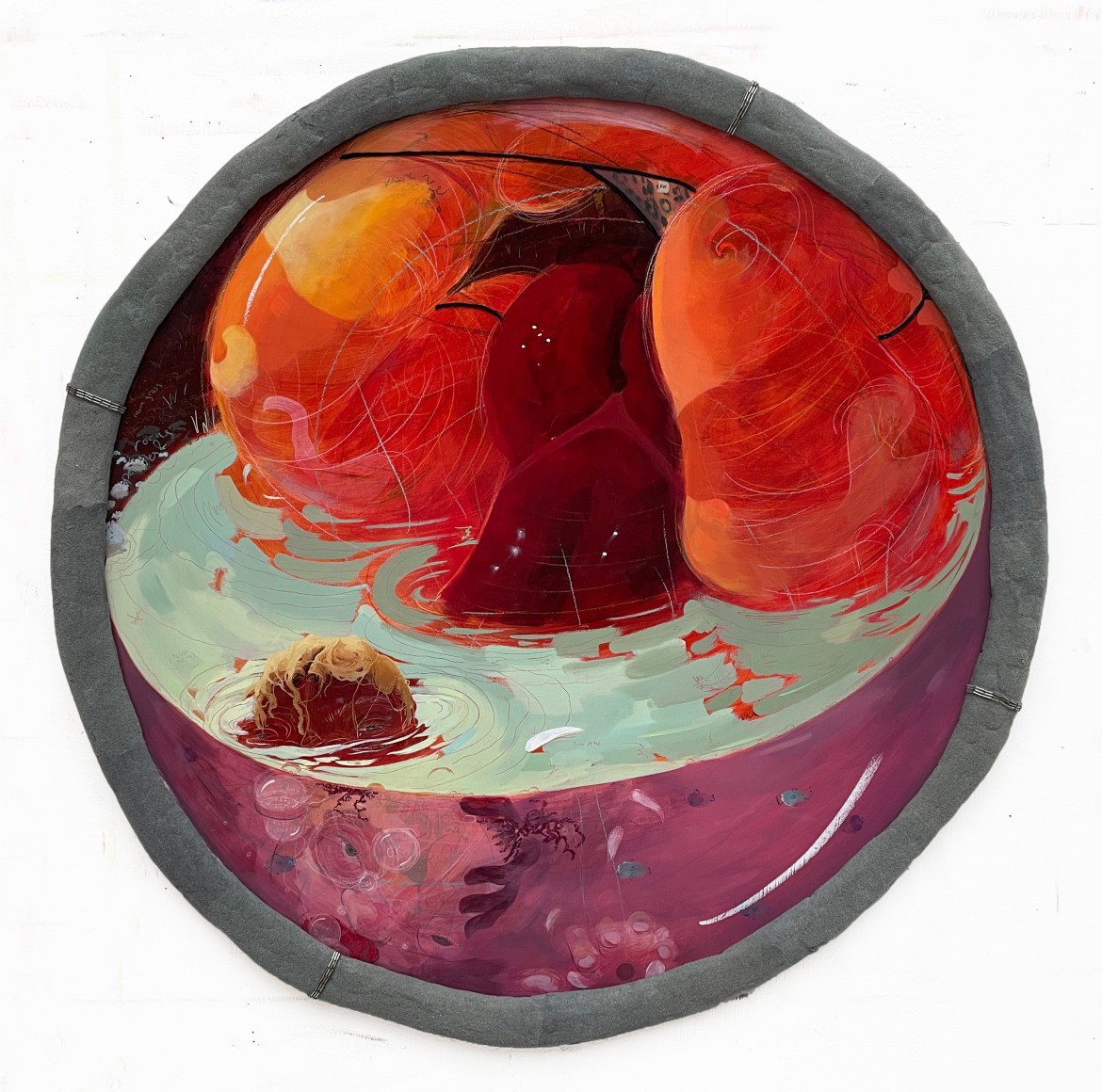 Autumn Wallace  Surface Tension, 2022  Acrylic, oil, and pastel on Dibond  80 x 80 cm / 31 1/2 x 31 1/2 in