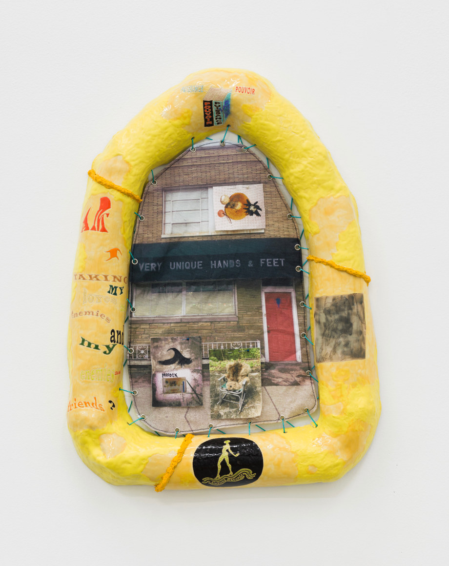 Manal Kara  Taxonomies of brutality, whose systematics are in flux, pt 3, 2020  ceramic, photographic prints on fabric  69 x 53 x 8 cm | 27 × 21 × 3 in