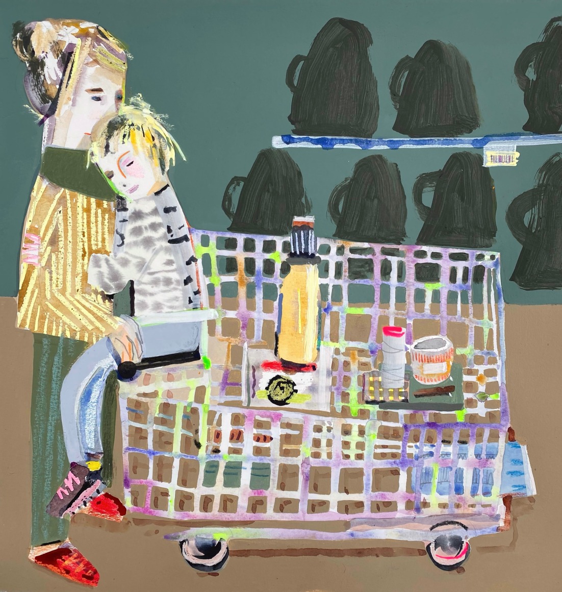 Erika Wastrom  A Few Things, 2022  Mixed media on paper  46.9 x 45.7 cm / 18 1/2 x 18 in