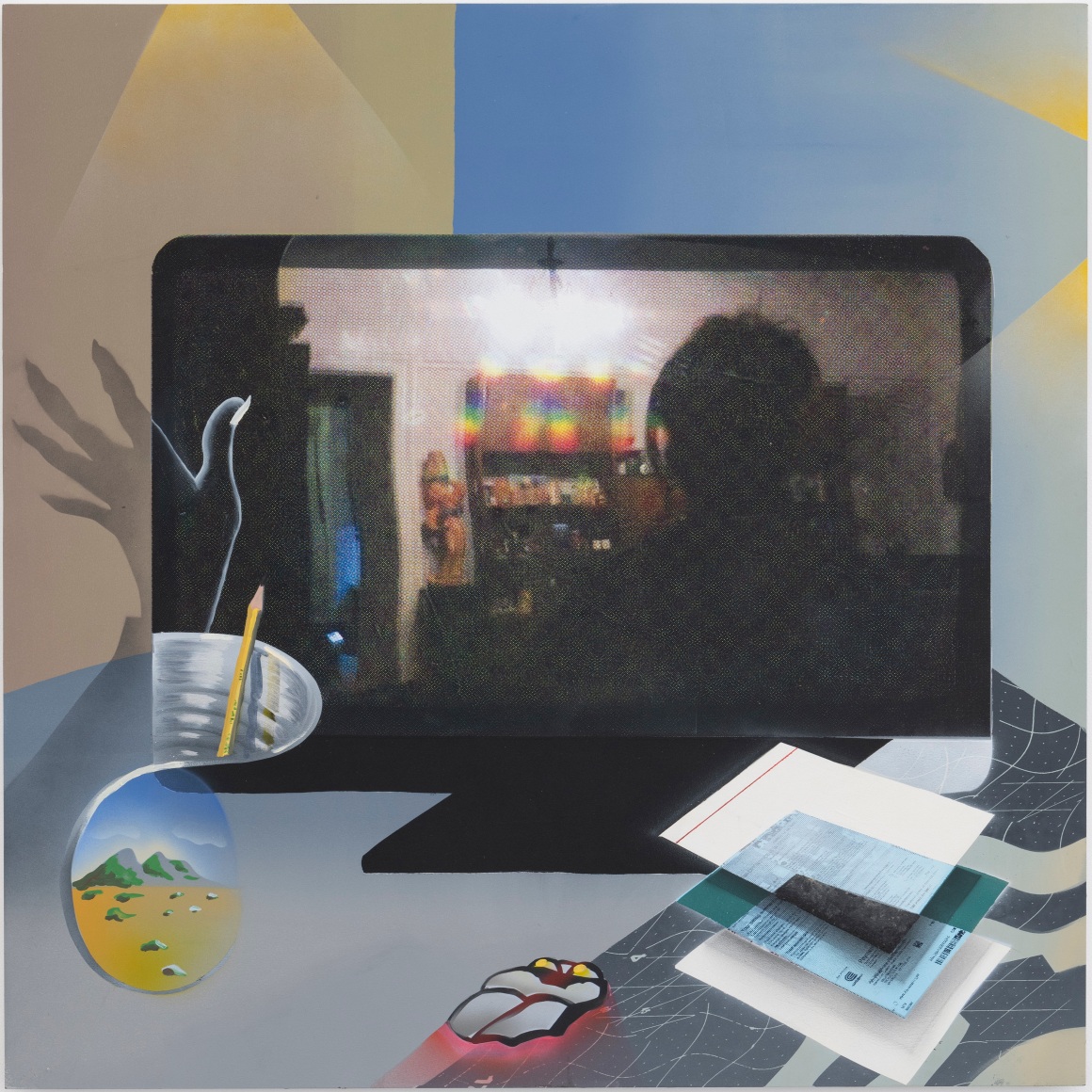 Melissa Brown  Desktop, 2020  Flashe, acrylic, oil on Dibond  86.5 x 86.5 cm | 34 x 34 in