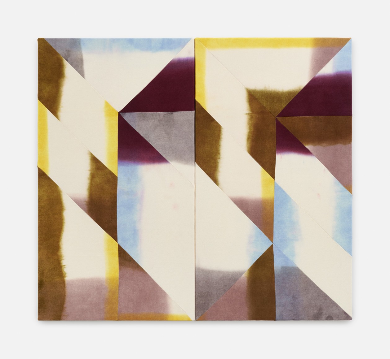 Wilder Alison  afface &amp; f/lm a l/ve ch/ll, 2022  Dyed wool and thread  2 parts, each 144 x 79 cm / 56 3/4 x 31 in Total: 144 x 158 cm / 56 3/4 x 62 in