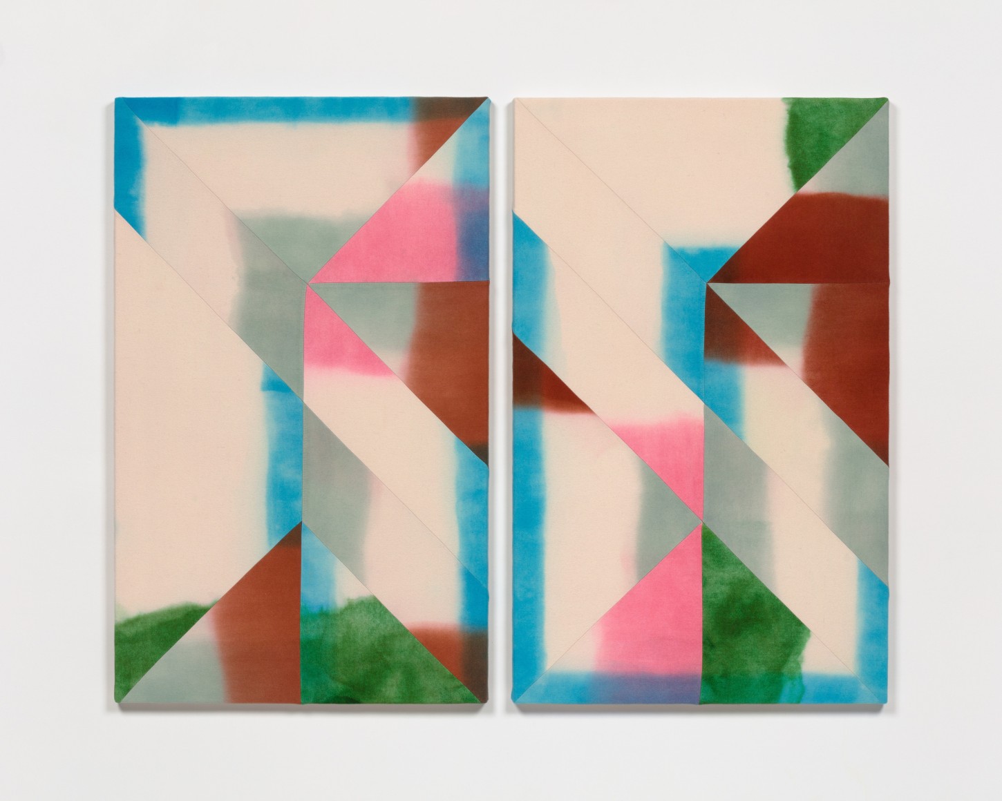 Wilder Alison (b. 1986)  Untitled, 2021  Dyed wool and thread  2 parts, each 71 x 115 cm / 28 x 45 1/2 in SPACING: 4.5 cm / 1 3/4 in Total: 146.5 x 115 cm / 57 3/4 x 45 1/2 in