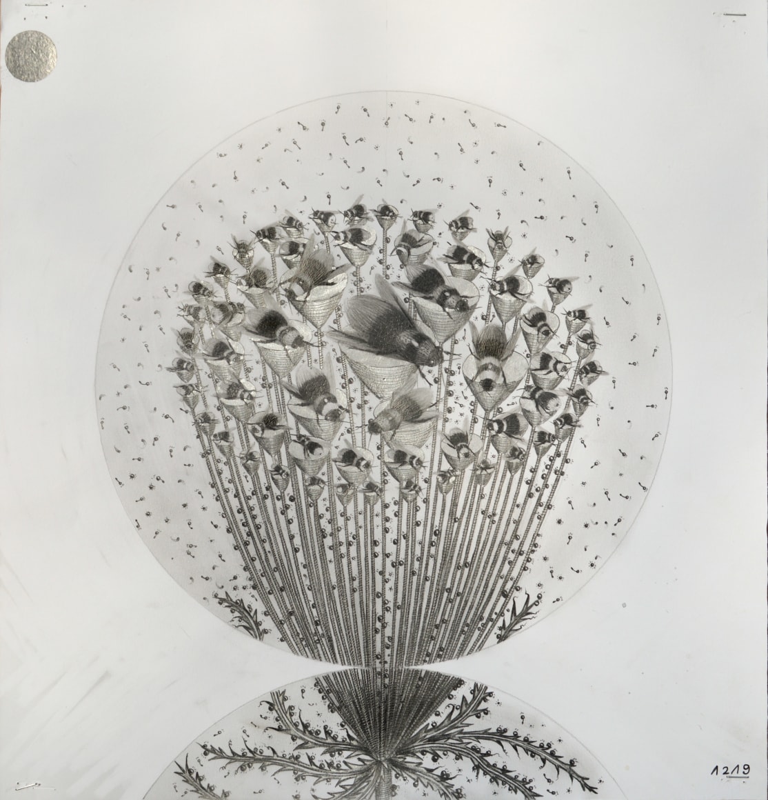 Hipkiss  Capitule 29, 2020  Graphite and silver ink on 220 g/m2 Fabriano 4 paper  42 x 40 cm / 16 1/2 x 15 3/4 in