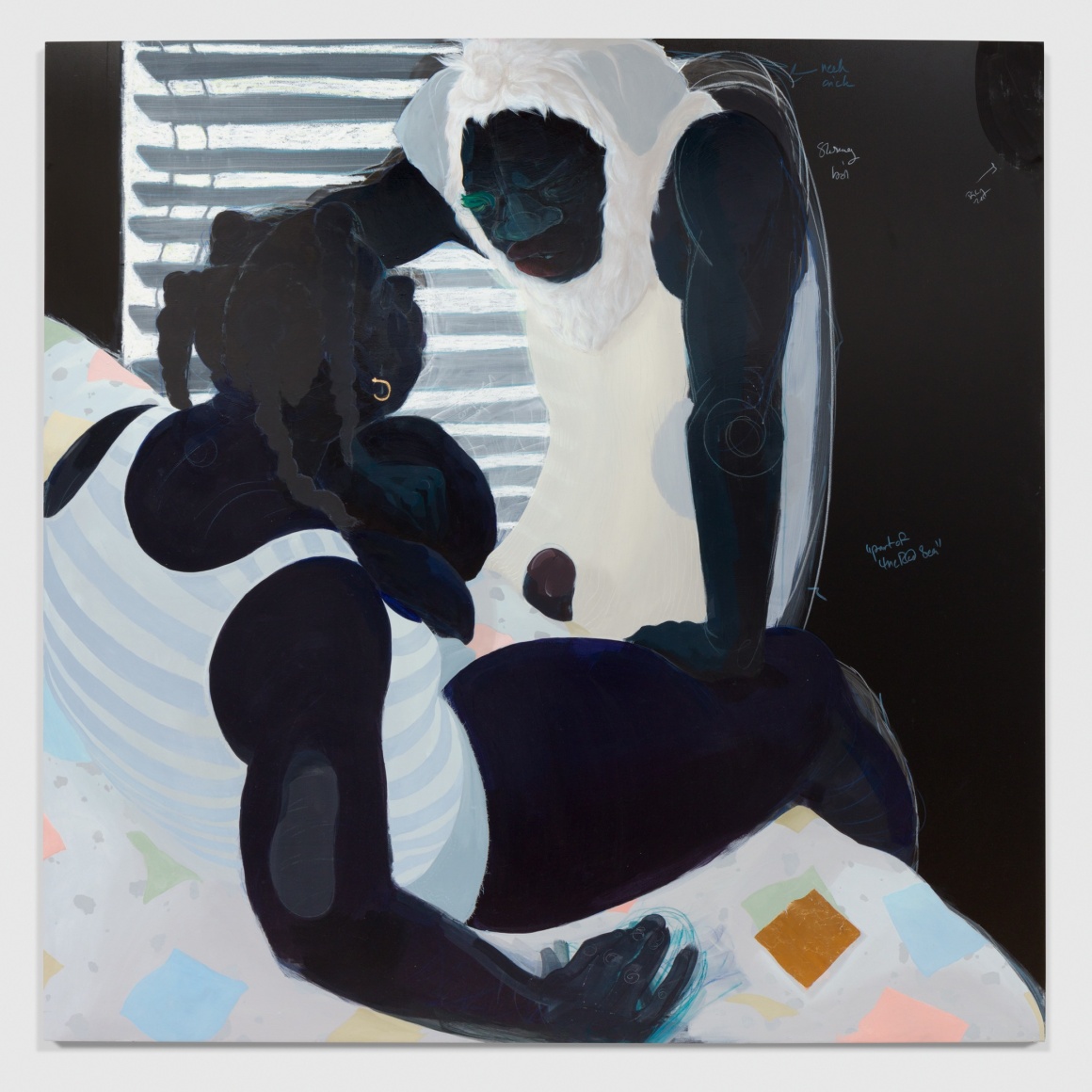 Autumn Wallace  Gold Plated Moment, 2021  Acrylic, oil, pastel, and gold leaf on PVC  122 x 122 cm / 48 x 48 in